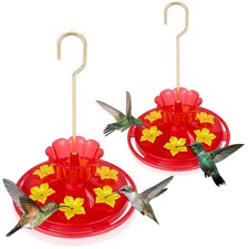 2 Pack Hummingbird Feeders Outdoor Hanging Ant Bee Proof 7oz 6 Ports Easy Clean