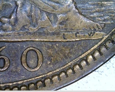 1860  FREEMAN-14  PENNY  - LCW UNDER BRITANNIA'S FOOT  - AS IMAGED!!  (BBP-101)