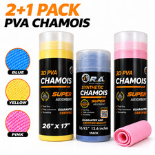 Shammy Car Drying Towel 3Pack 2x PVA 26x17 + 17x13 Chamois Cloth Super Absorbent