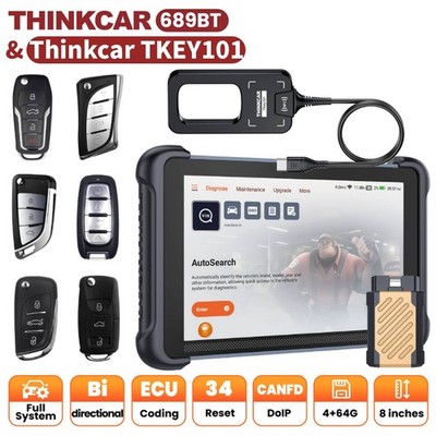 ThinkScan 689BT+Thinkcar TKEY101 OBD2 Scanner Diagnostic Key Programmer Tool Set