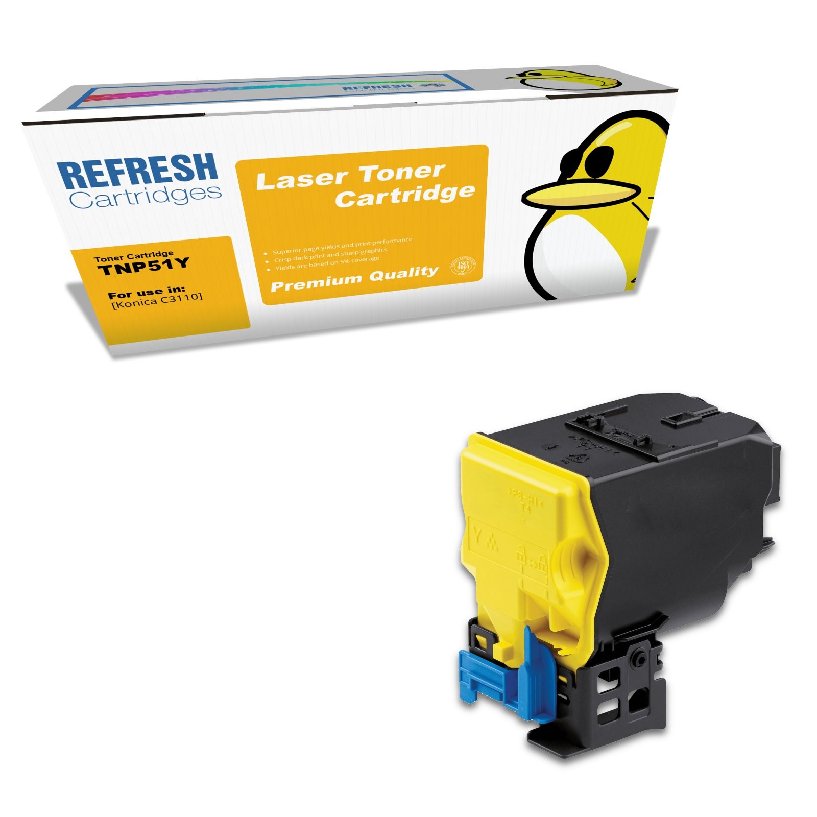 Refresh Cartridges Yellow TNP51Y Toner Compatible With Konica Minolta Printers