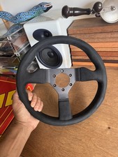Authentic Momo Montecarlo 320mm Black Suede Steering Wheel W Adapter Like New