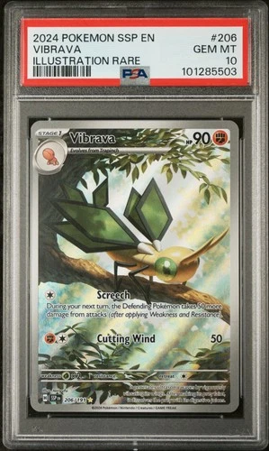 Vibrava 206/191 Illustration Rare Ssp En Surging Sparks Pokemon PSA 10 *503
