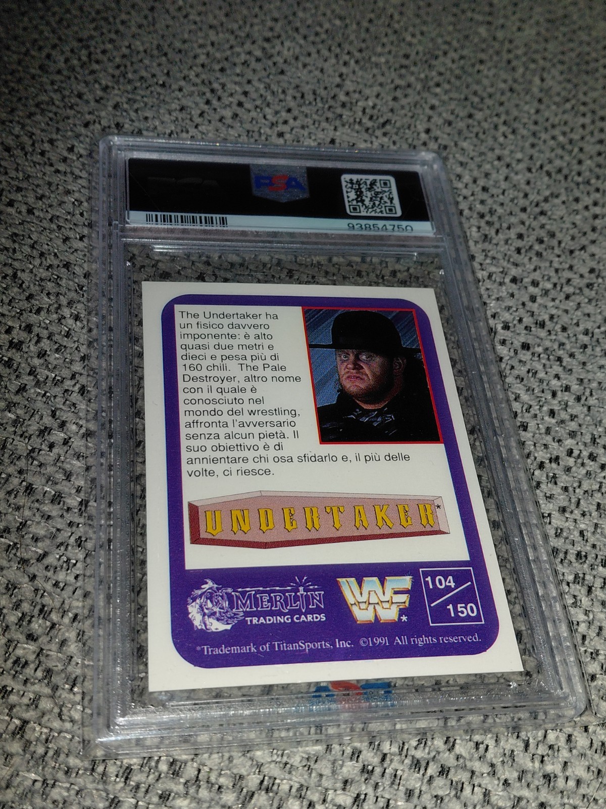 The Undertaker Psa 8 1991 WWF Merlin Italian Rookie Card WWE Wrestling Deadman view 2