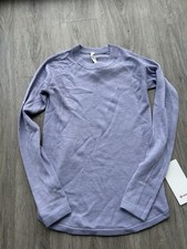 Lululemon Sit In Lotus Sweater Heathered Lilac Merino Wool Size 6 Thumbholes