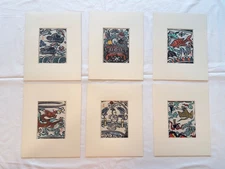 YOSHIO KANAMORI - Set of 6  Signed Japanese Woodblock Prints Original Packaging