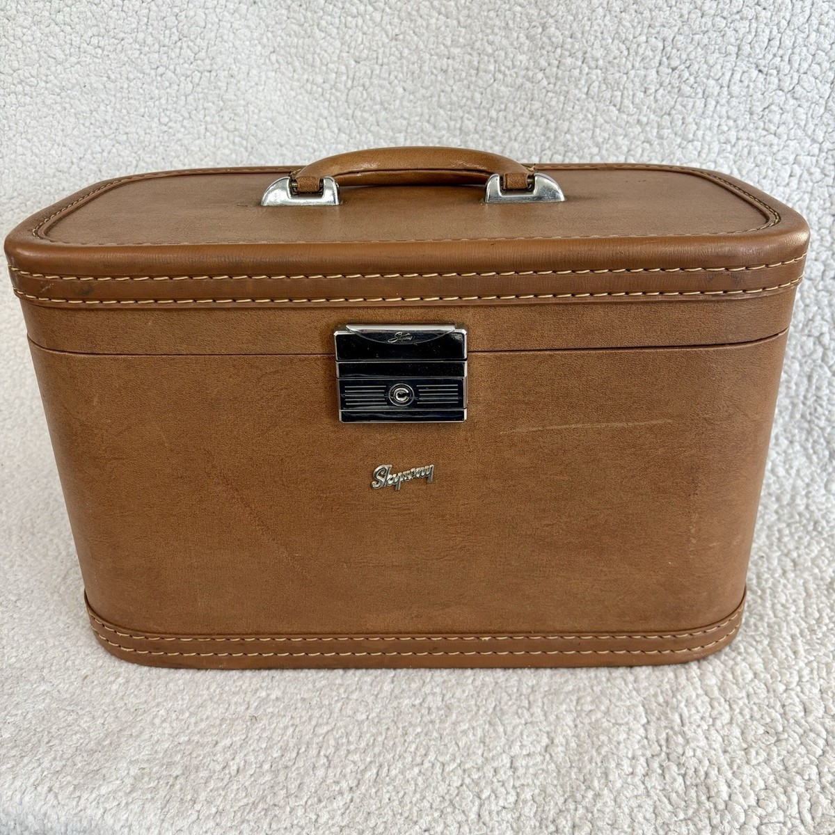 【1950s USA vintage】SKYWAYトレインケース メイクボックス Vintage Skyway Train Case Brown Makeup Travel Vanity