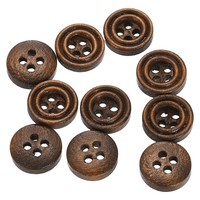 "10Stk 18L Diy NäHknöPfe 15/32\" Runde Holz 4-Loch HandwerksknöPfe Braun"