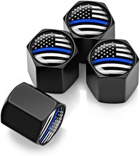 4PCS Universal Tire Valve Stem Caps for Car, Bike Vehcle Color: Black/Blue