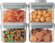 Ankou Airtight Container Set - 380ml 4 Pcs Stackable One Button Openning Food