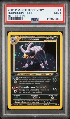 POKEMON HOUNDOOM SWIRL HOLO 4/75 1ST EDITION NEO DISCOVERY 2001 PSA 9