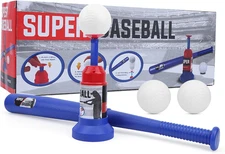 Baseball Pitching Machine Toy Automatic Ball Launcher with Bat and Balls Safe Ki