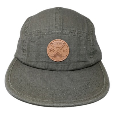 CTR 5 Panel Green Hat One Size Ripstop Adjustable Strapback Outdoor Logo Patch