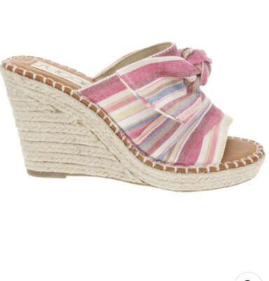 SUGAR Striped Leopard Knot Bow Accent Sandals Comfy Hundreds Wedge Slip On 