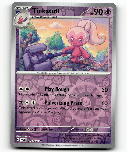 Stage 1 Tinkatuff HP 90 Play Rough Pulverizing Press Rarity Purple