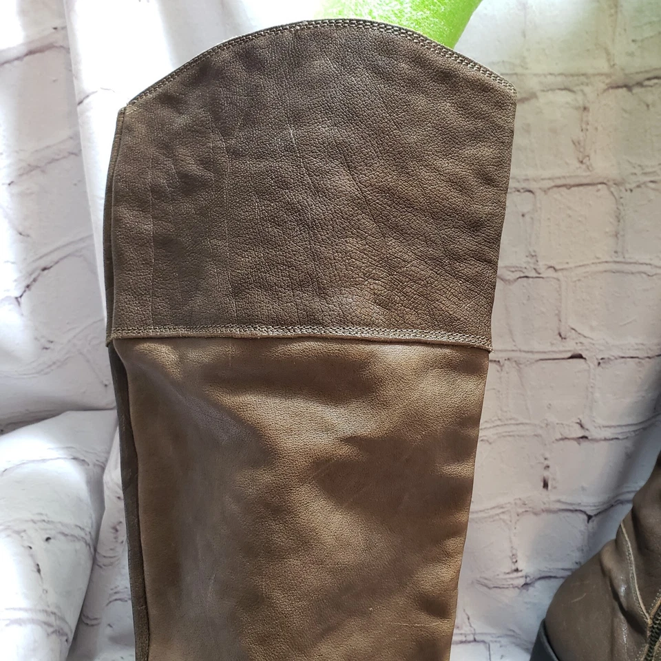 Botas de Montar Fiorentini Baker Hasta la Rodilla Bloques de Color Cuero Marrón Oliva Talla 37 Foto 2 de 4