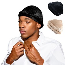 Durag Turban For Men Satin, Wave Cap Unisex, Elastic Unisex, Elegant Wear Black