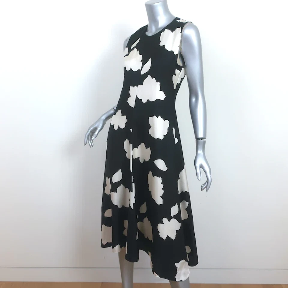 Vestido Theory Sin Mangas Nophella Negro y Crema Estampado Floral Seda Talla 2 Foto 2 de 4