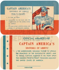 CAPTAIN AMERICA'S SENTINELS OF LIBERTY MEMBERSHIP CARD #1 - VINTAGE REPRINT