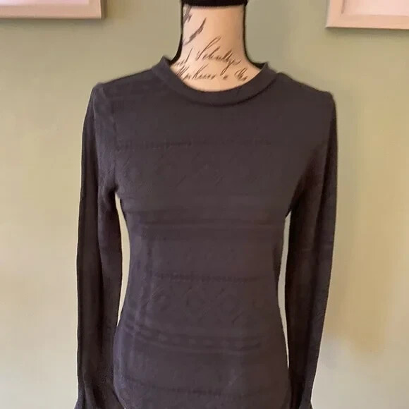 Dark Gray Patterned Long Sleeve Top - image 1