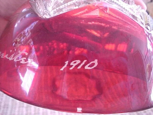 RUBY STAINED GLASS COVERED BUTTER "ANNA G BANNEISTER 1910" - Image 3 of 4