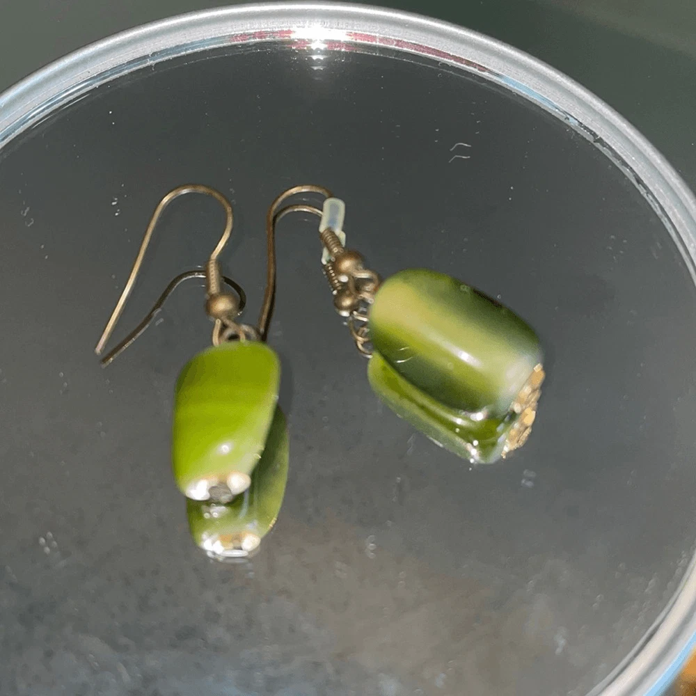 Dark green shop stone earrings