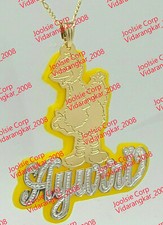 PERSONALIZED 14K GOLD PLATED NAME PLATE CHAIN NECKLACE ANY character ANY color