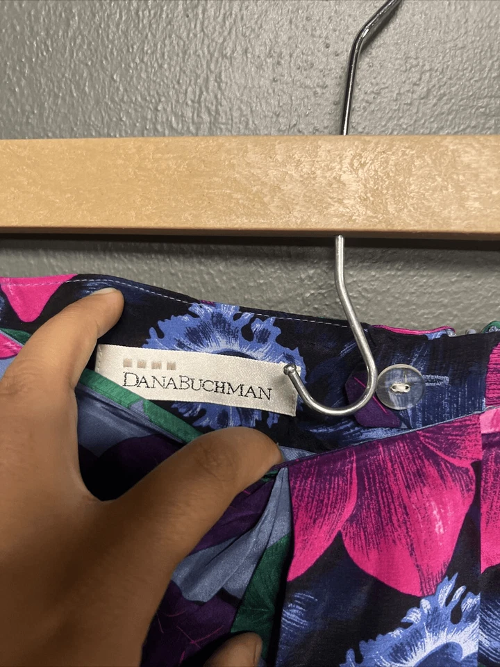 Falda para mujer Dana Buchman vintage 100 % seda talla 10 envolvente cremallera trasera multicolor Foto 2 de 3