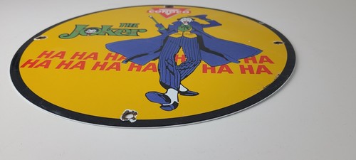 Vintage Conoco Gasoline Porcelain Sign - Joker Batman N-Tane Comic Gas Pump Sign - Picture 10 of 14