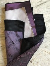 Set of 4 Formal Tuxedo Pocket Squares Black  Iridescent Plum  Lilac  Silver