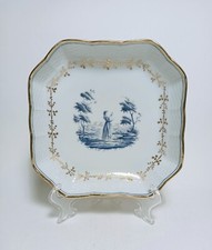 RICHARD GINORI PITTORIA CIOTOLA Pastorale VINTAGE Quadrata PORCELLANA Blu ORO