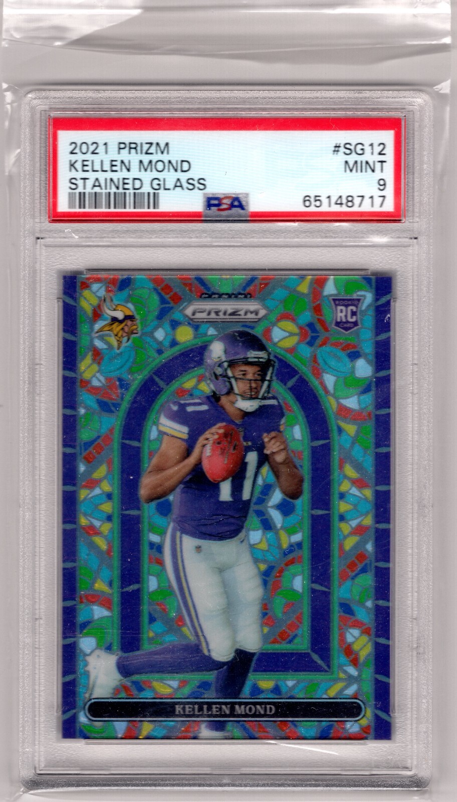 2021 PANINI PRIZM KELLEN MOND STAINED GLASS CASE HIT PSA 9 MINNESOTA VIKINGS