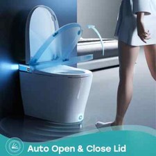 Bidet Toilet W/ Art Light Built-in Water Tank Auto Open & Close Lid Heated Seat