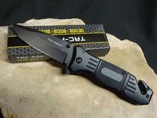 TAC FORCE Assisted Black Tactical Pocket Knife Clip Point Blade Ergo Grip Rescue