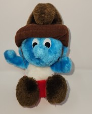 Vintage 7" Peyo 1983 Cowboy Smurf Plush Smurfs Peyo Wallace Berrie