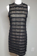 NWT J. CREW Women Sheath Dress 4 Black Fringe Lace Sleeveless Knee Length Party