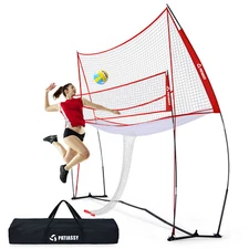 14ft Volleyball Practice Net Station Ball Return for Hitting and Serving Drills