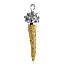 Pendentif Collier En Forme De Dent De Tigre En Diamant 1,41 Ct En Or Jaune 18k