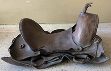 VINTAGE DECORATIVE LEATHER SADDLE. FREE SHIPPING