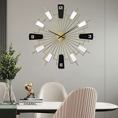 27 Inch Metal Mid Century Wall Clock for Living Room Decor, Golden Wall Clock XL