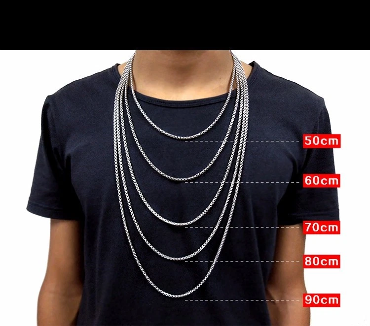 4.5MM Box Chain Necklace Silver Titanium Steel Men s Fashion