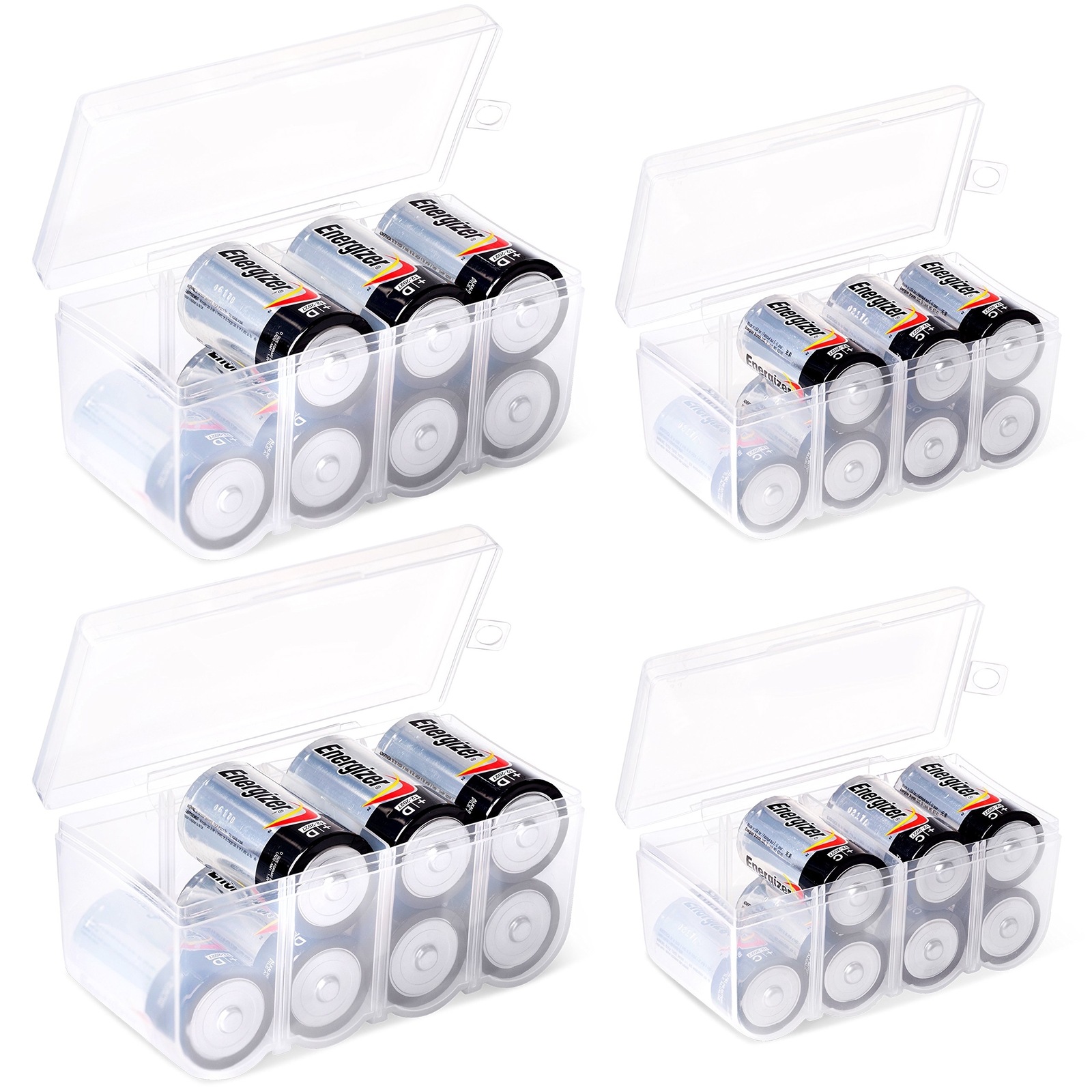 Set of 4 - C and D Battery Storage Box, Battery Storage Case, Battery Holder ...