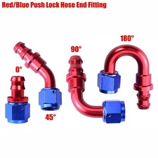 4AN 6AN 8AN 10AN 12AN Push Lock Fuel Hose Barb Fitting Adapter 45 90 180 Degree