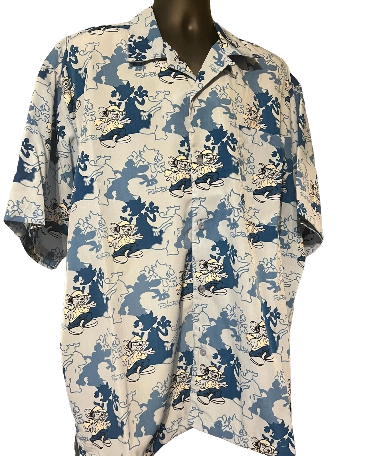 Botón informal de poliéster Raw Blue-Down Shirts for Men