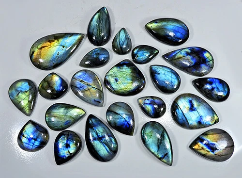 Natural Labradorite Multi Flash Pear Cabochon Loose Gemstone Wholesale Lot