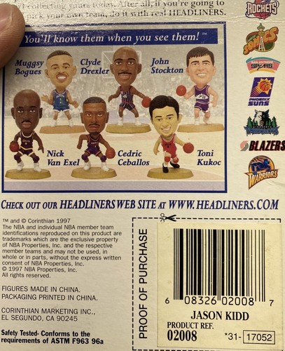 1997 Jason Kidd Phoenix Suns NBA Headliners Corinthian Toy Sealed Sport Figurine - Picture 7 of 7