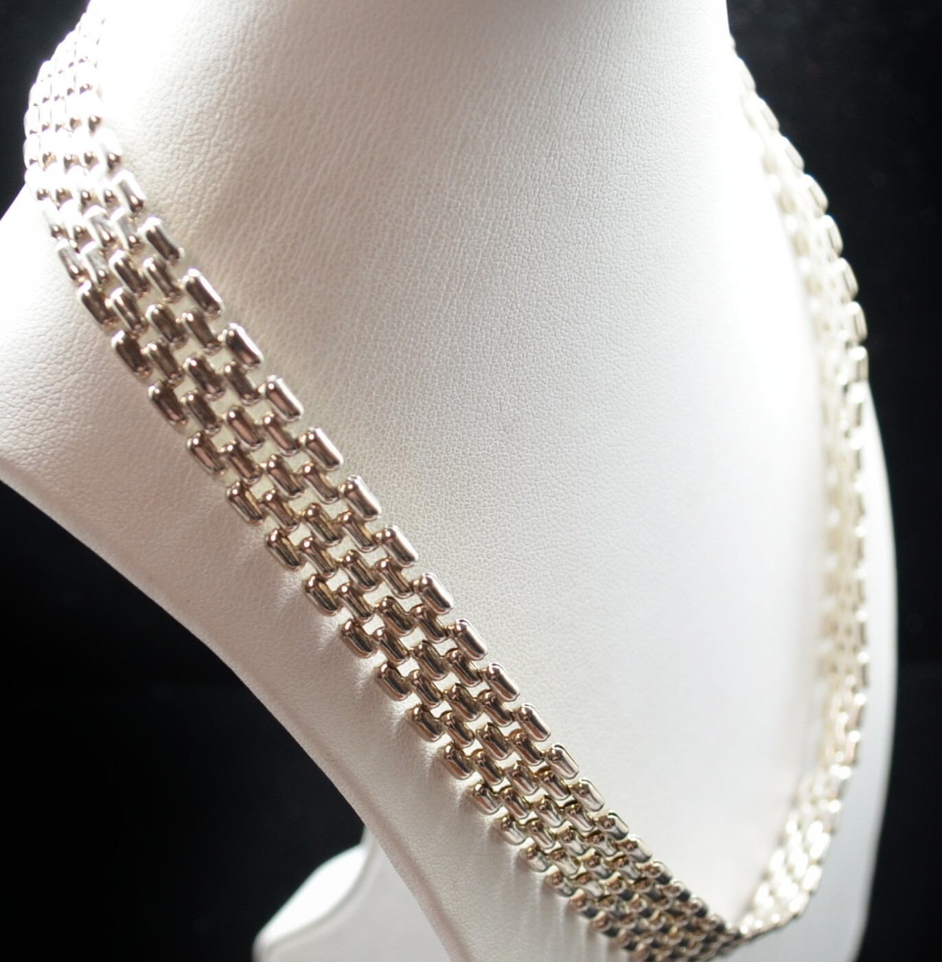 Sterling Silver Flat Patterned Chain Necklace 17.… - image 2