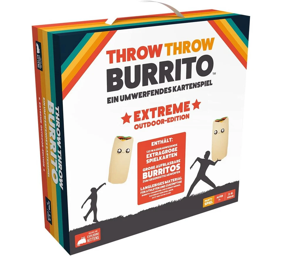 Asmodee EXKD0020 - Partyspiel - Throw Throw Burrito (Extreme Outdoor-Edition)