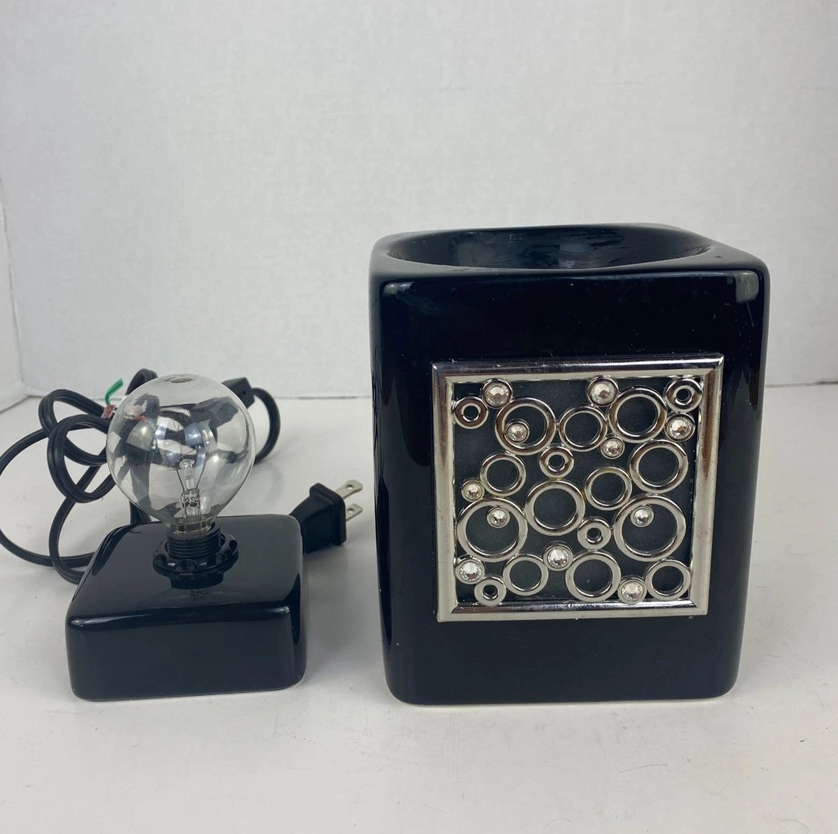 Scentsy Custom Sleek Black Candle Wax Scent Warmer Frame New Discontinued