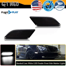 For 2012-2014 Mercedes W204 C250 C300 C350 Smoked White Side Fender Marker Light